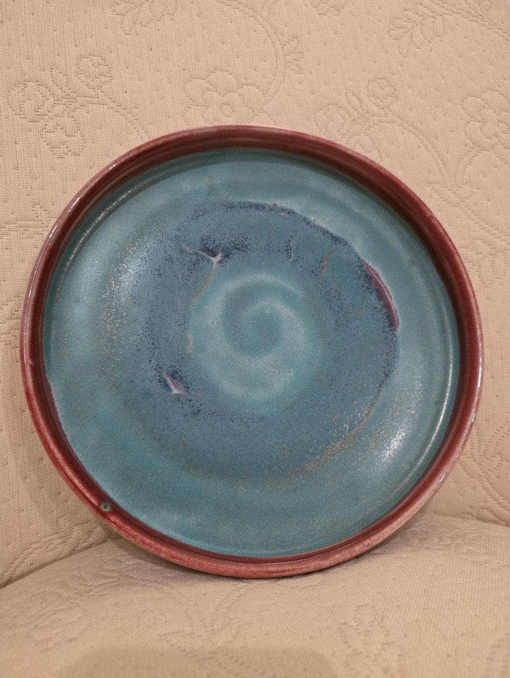 Handcrafted Turquoise and Red Porcelain Decorative Plate/Dish